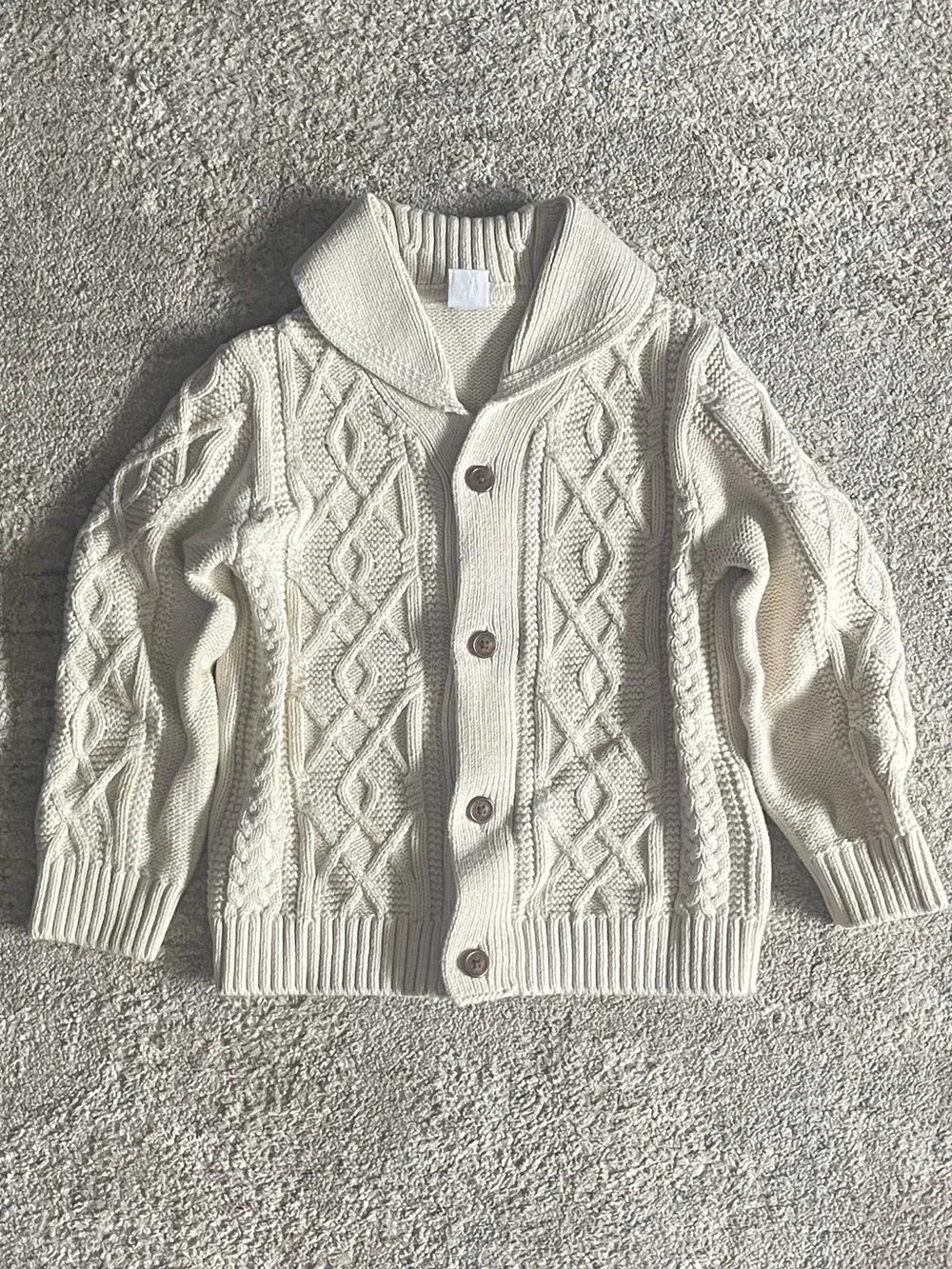 GAP Cream Cable Knit Shawl Collar Button Cardigan